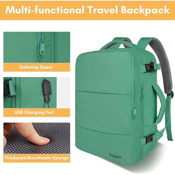 Taygeer Women\'s Pear Green Travel Backpack Carry On 15.6inch Laptop Backpack main image 7